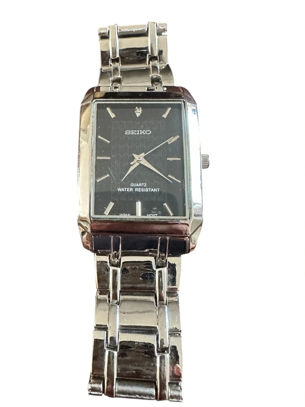 Seiko Silver Stainless Steel Watch with Black Dial - Picture 1 of 7
